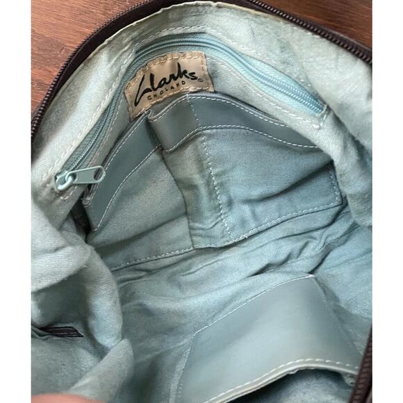 Clarks Leather Purse Pebbled Handbag Black Sling Woven Braided Bag Hobo Y2k - Picture 10 of 13